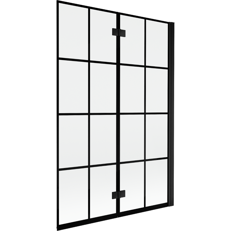 Mexen Mist vonios pertvara, 2 sparnų, dešinė, 120 x 150 cm, juodas tinklelis, juoda - 8A9-120-002-70-77-P