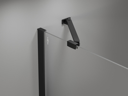 Mexen Mist vonios uždanga, dviejų dalių, kairinis, 140 x 150 cm, juoda rėmas, juoda - 8A9-140-011-70-70-L