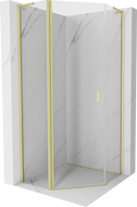 Mexen Mist L penkiakampė atveriama dušo kabina 90 x 90 cm, permatoma, auksinė šlifuota - 8A8L-090-090-55-00