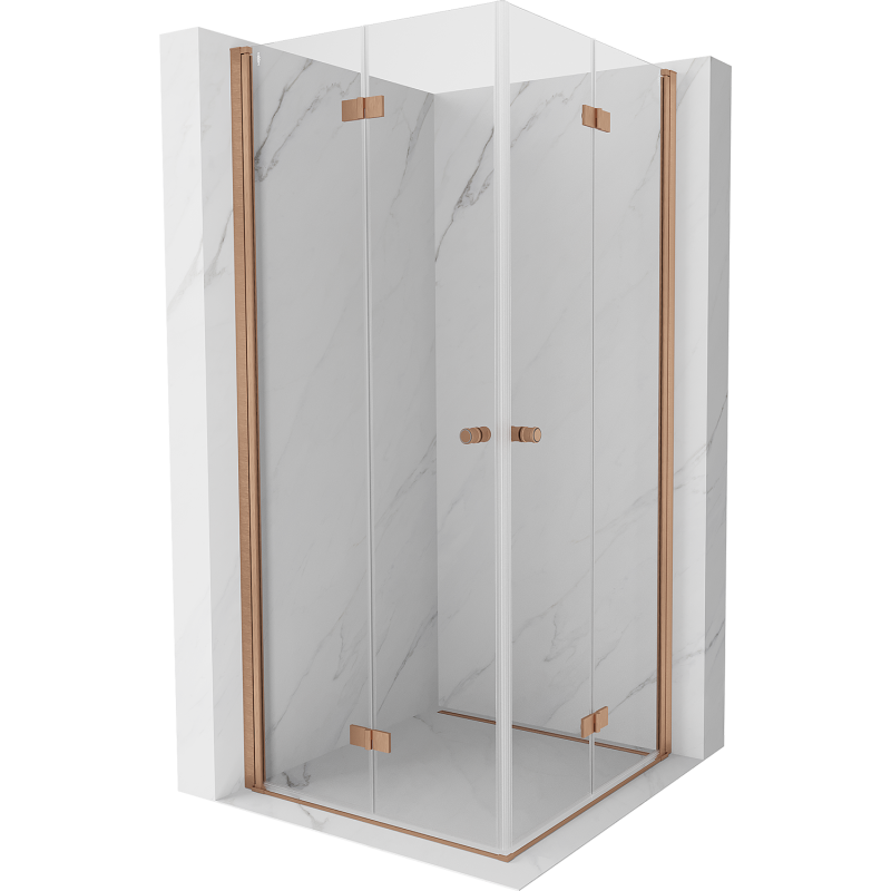 Mexen Mist-F Duo sulankstoma dušo kabina 120 x 120 cm, skaidri, šlifuotas varis - 8A6-120L-120P-65-00