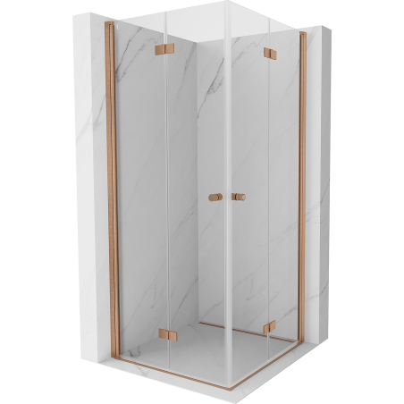 Mexen Mist-F Duo sulankstoma dušo kabina 120 x 120 cm, skaidri, šlifuotas varis - 8A6-120L-120P-65-00