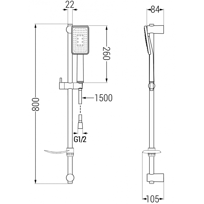 Mexen DF54 stumdomas dušo komplektas, juodas/ chromuotas - 785544582-17
