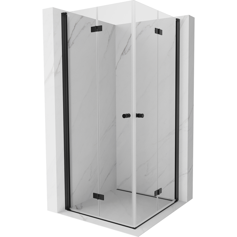 Mexen Mist-F Duo sulankstoma dušo kabina 90 x 90 cm, permatomos, juoda - 8A6-090L-090P-70-00