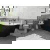 Mexen Silo laisvai pastatoma kampinė vonia kairinė su rievėmis 150 x 75 cm, balta/juoda, juodas persipylimas - 52891507575L-70