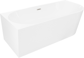 Mexen Silo laisvai pastatoma vonia, kampinė kairė rifliuota 150 x 75 cm, balta, perėjimas matinis nikelis - 52891507500L-97