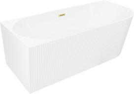 Mexen Silo laisvai pastatoma kampinė vonia kairė rifliuota 170 x 80 cm, balta, perpildymo aukso šepetėlis - 52891708000L-55