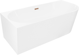 Mexen Silo laisvai stovinti kampinė kairinė rifliuota vonia 170 x 80 cm, balta, rožinio aukso perpylimas - 52891708000L-60