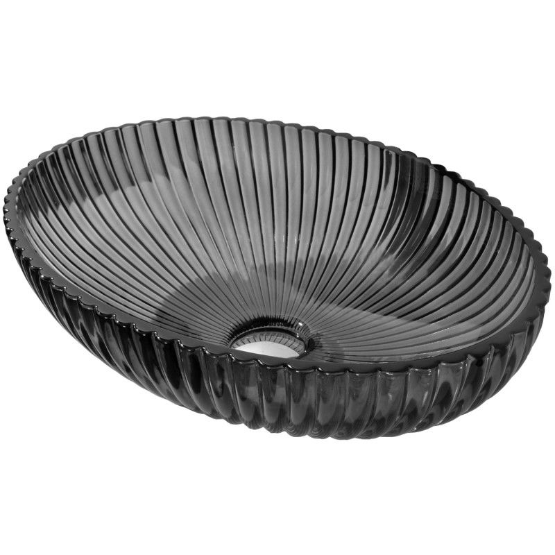 Mexen Zira stiklinis antstalinis praustuvas 53 x 35 cm, juodas - 24175370