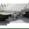 Mexen Silo laisvai pastatoma kampinė vonia kairinė rifliuota 170 x 80 cm, balta/juoda, nikeliuotas šepetys - 52891708075L-97