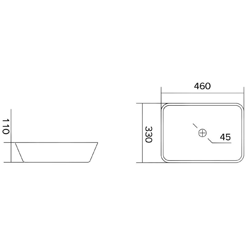 Mexen Tiva stiklo praustuvo ant stalo 46 x 33 cm, juodas - 24184670
