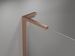 Mexen Mist L kampinė asimetrinė stumdomoji dušo kabina 100x80 cm, skaidri, šepečiu šlifuota varis - 8A8L-100-080-65-00