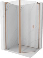 Mexen Mist L kampinė asimetrinė stumdomoji dušo kabina 100x80 cm, skaidri, šepečiu šlifuota varis - 8A8L-100-080-65-00