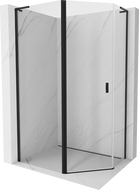 Mexen Mist L asimetrinė penkiakampė dušo kabina su atveriamomis durimis 100 x 80 cm, skaidrus, juoda - 8A8L-100-080-70-00