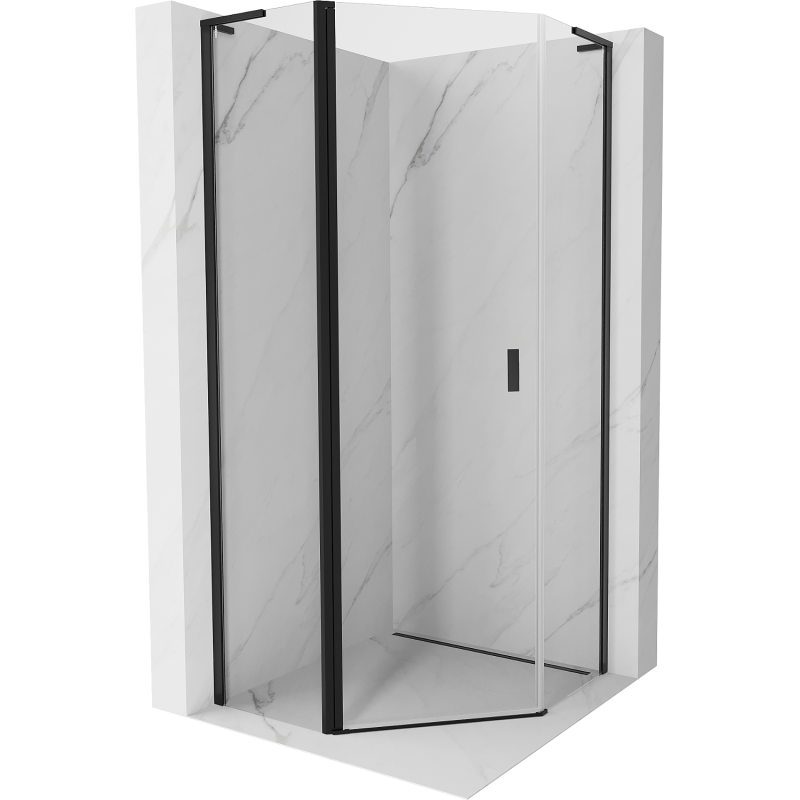 Mexen Mist L penkiakampė dušo kabina, atveriama, 90 x 90 cm, skaidri, juoda - 8A8L-090-090-70-00