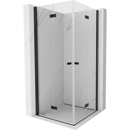Mexen Mist-F Duo sulankstoma dušo kabina 105 x 105 cm, permatoma, juoda - 8A6-105L-105P-70-00