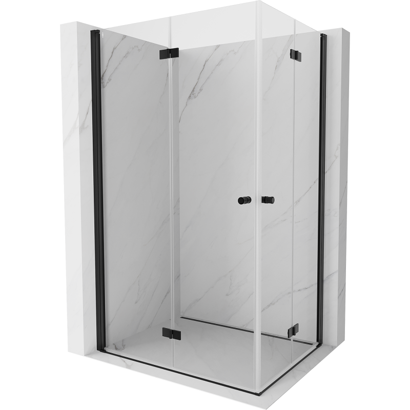 Mexen Mist-F Duo sulankstoma dušo kabina 110 x 105 cm, skaidri, juoda - 8A6-110L-105P-70-00