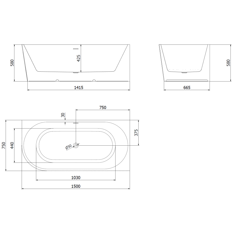 Mexen Silo laisvai stovinti kampinė dešinė rifliuota vonia 150 x 75 cm, balta/juoda, chromuotas perpylimas - 52891507575P-01