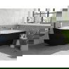 Mexen Silo laisvai pastatoma kampinė vonia dešinė rifliuota 150 x 75 cm, balta/juoda, perpylimas chromuotas - 52891507575P-01