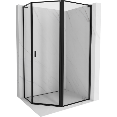 Mexen Mist L asimetrinė dešinė pusės penkiakampė dušo kabina 90 x 80 cm, juodas rėmas, juoda - 8A8L-090-080-70-70-P