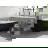 Mexen Silo laisvai stovinti kampinė dešinė rifliuota vonia 150 x 75 cm, balta/juoda, aukso perpylimas - 52891507575P-50