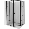 Mexen Mist L Asimetrinė, penkiakampė dušo kabina, varstoma dešinė 80 x 90 cm, juoda tinklelis, juoda - 8A8L-080-090-70-77-P