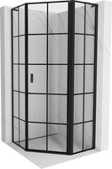 Mexen Mist L penkiakampė dušo kabina, dešinioji 90 x 90 cm, juodas tinklelis, juoda - 8A8L-090-090-70-77-P
