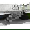 Mexen Silo laisvai pastatoma dešinysis kampinis vonia rifliuota 150 x 75 cm, balta/juoda, gun pilka šlifuota - 52891507575P-66