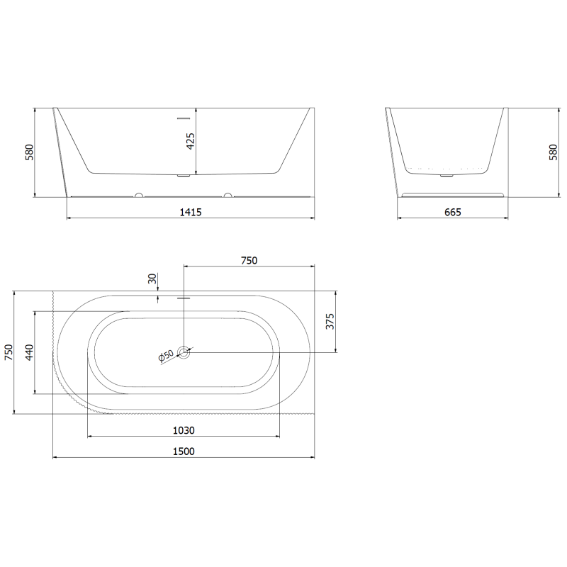 Mexen Silo kampinė laisvai pastatoma vonia, su grioveliais, dešinės pusės, 150 x 75 cm, balta/juoda, šlifuotas nikelio