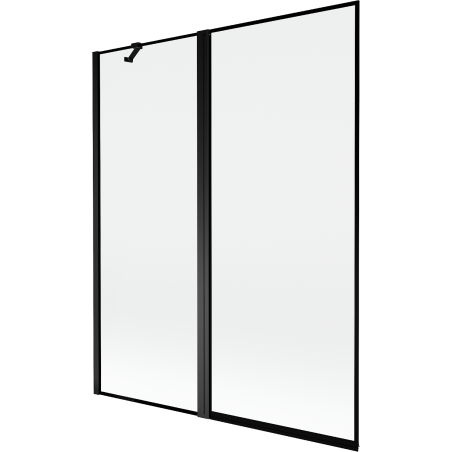 Mexen Mist vonios uždanga, dviejų dalių, kairinis, 140 x 150 cm, juoda rėmas, juoda - 8A9-140-011-70-70-L