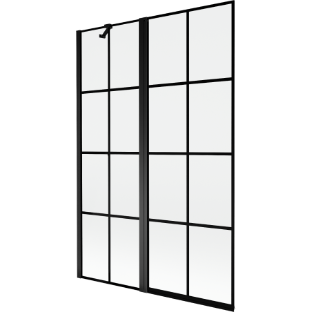 Mexen Mist vonios ekranas, dviejų dalių, kairinis, 120 x 150 cm, juodas tinklelis, juoda - 8A9-120-011-70-77-L