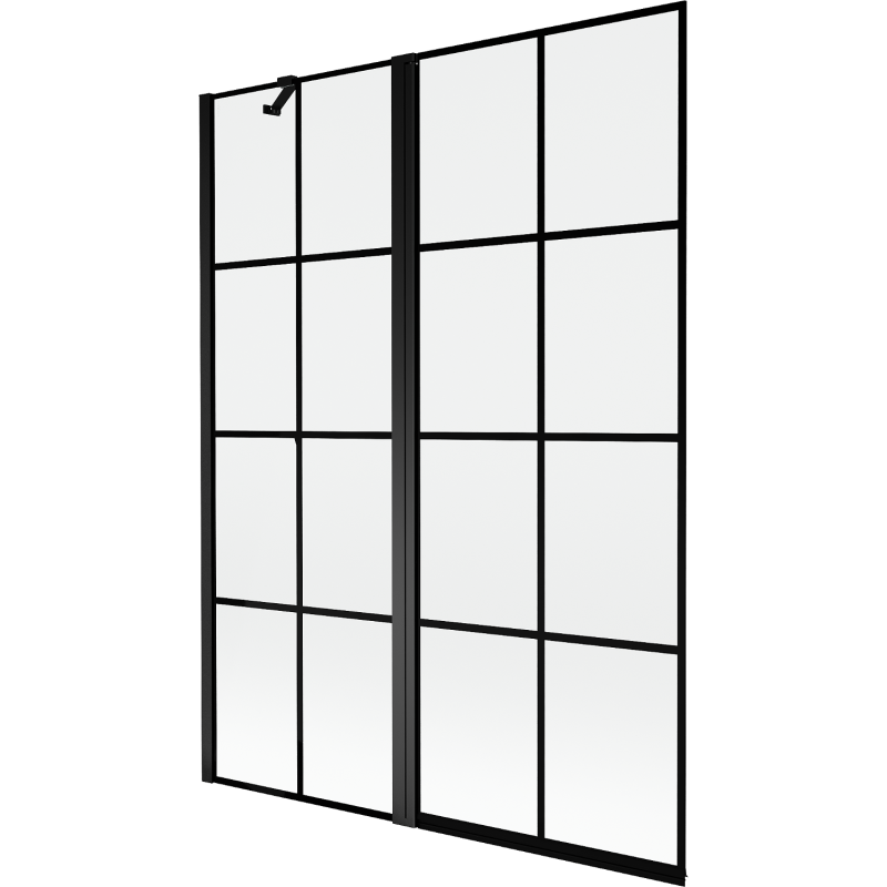 Mexen Mist vonios užuolaida 2-jų durų kairinė 130 x 150 cm, juodas tinklelis, juoda - 8A9-130-011-70-77-L