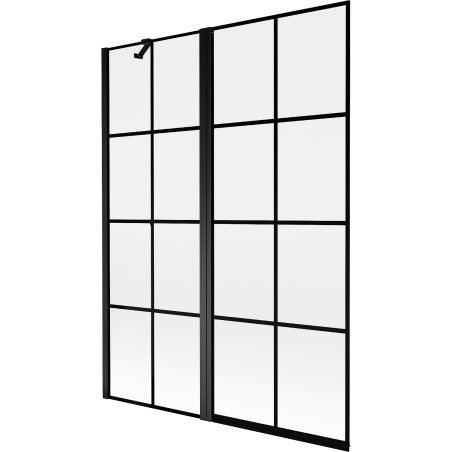 Mexen Mist vonios užuolaida 2-jų durų kairinė 130 x 150 cm, juodas tinklelis, juoda - 8A9-130-011-70-77-L