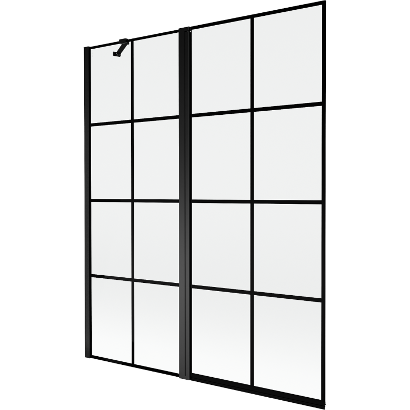 Mexen Mist dviejų dalių vonios sienelė, kairė 140 x 150 cm, juodas tinklelis, juoda - 8A9-140-011-70-77-L