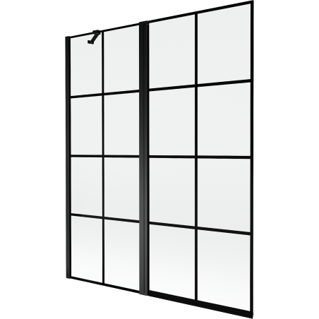 Mexen Mist dviejų dalių vonios sienelė, kairė 140 x 150 cm, juodas tinklelis, juoda - 8A9-140-011-70-77-L