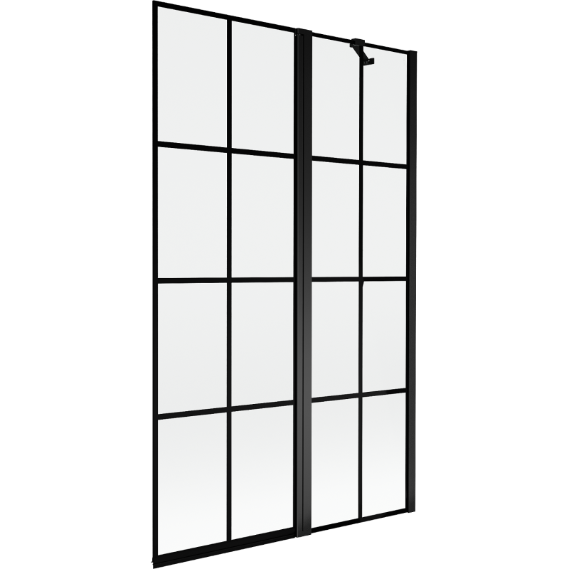 Mexen Mist vonios ekranas, 2 dalių, dešinysis, 110 x 150 cm, juodas tinklelis, juoda - 8A9-110-011-70-77-P