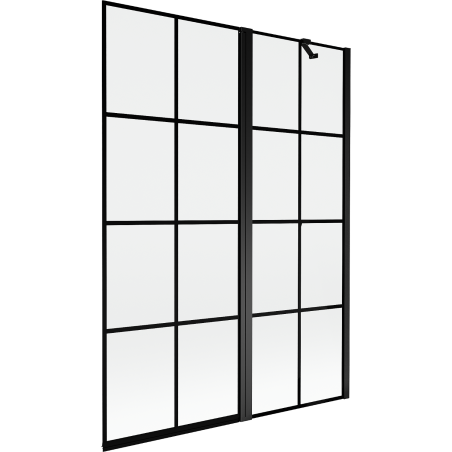 Mexen Mist dviejų sparnų dešinysis vonios ekranas 130 x 150 cm, juodas tinklelis, juoda - 8A9-130-011-70-77-P