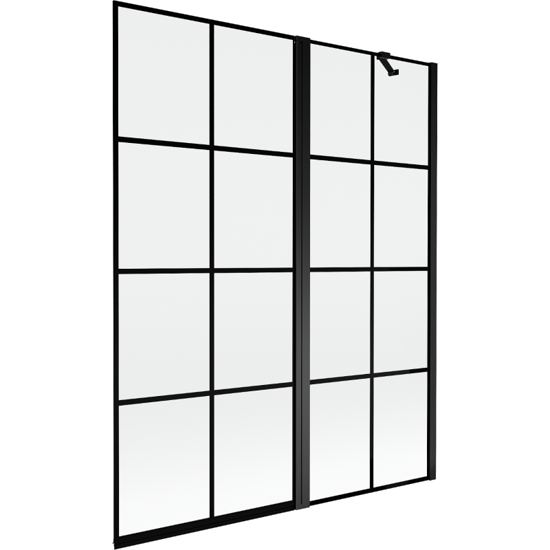 Mexen Mist dušo pertvara dviguba dešinė 140 x 150 cm, juodas tinklelis, juoda - 8A9-140-011-70-77-P