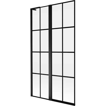 Mexen Mist L vonios širmos dviejų dalių kairioji 100 x 150 cm, juodas tinklelis, juoda - 8A9L-100-011-70-77-L