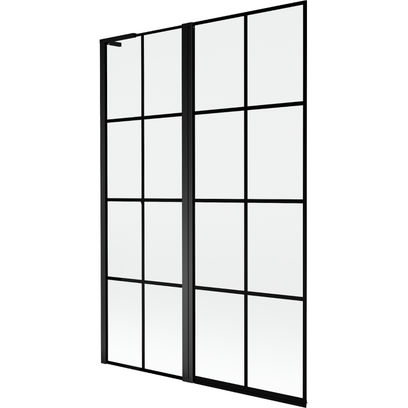 Mexen Mist L vonios pertvara, 2-jų atvartų, kairė, 120 x 150 cm, juodas tinklelis, juoda - 8A9L-120-011-70-77-L