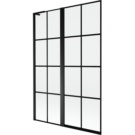 Mexen Mist L vonios pertvara, 2-jų atvartų, kairė, 120 x 150 cm, juodas tinklelis, juoda - 8A9L-120-011-70-77-L