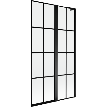 Mexen Mist L vonios ekranas, 2 dalių, dešinysis, 100 x 150 cm, juodas tinklelis, juoda - 8A9L-100-011-70-77-P