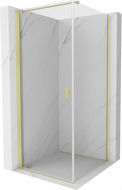 Mexen Mist-B dušo kabina, atidaroma 100 x 100 cm, permatoma, auksinė matinė - 8A2T-100-100-55-00