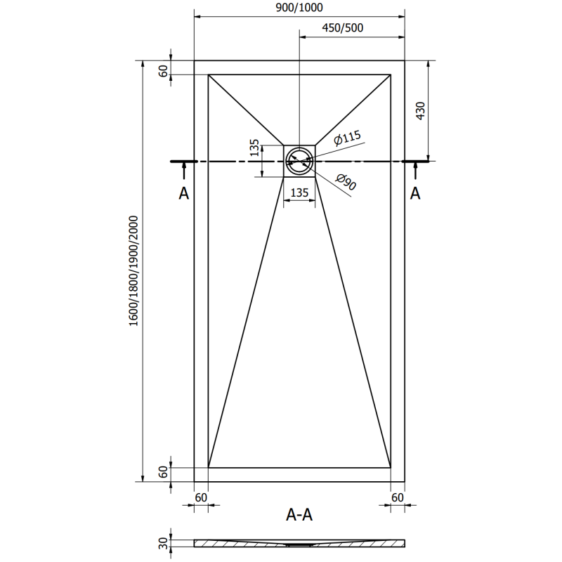 Mexen Stone+ stačiakampis kompozitinis dušo padėklas 160 x 90 cm, baltas - 44109016