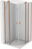 Mexen Mist pusapvalė dušo kabina su atveriamomis durimis 80 x 80 cm, skaidri, šlifuotas varis - 8A32-080-080-65-00