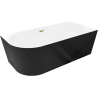 Mexen Silo laisvai pastatoma kampinė dešininė vonia su grioveliais 170 x 80 cm, balta/juoda, auksinė perpylimo anga