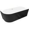 Mexen Silo laisvai stovinti kampinė vonia, dešinė, griovelinė 170 x 80 cm, balta/juoda, šlifuotas auksinis perpylimas