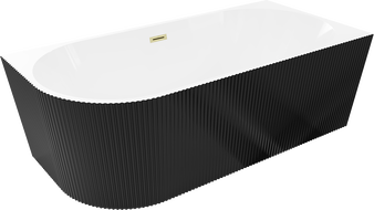 Mexen Silo laisvai stovinti kampinė vonia, dešinė, griovelinė 170 x 80 cm, balta/juoda, šlifuotas auksinis perpylimas