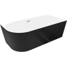 Mexen Silo laisvai pastatoma kampinė dešinė rifliuota vonia 170 x 80 cm, balta/juoda, matinė vario perpylimo - 52891708075P-65