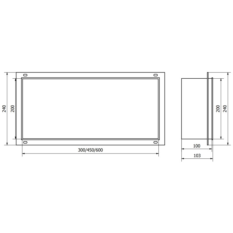 Mexen X-Wall-NR nišinis lentynas be apvado 30 x 20 cm, inox - 1911302010
