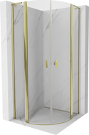 Mexen Mist L Pusiau apvali dušo kabina atidaroma 90 x 90 cm, permatoma, auksinė - 8A32L-090-090-50-00